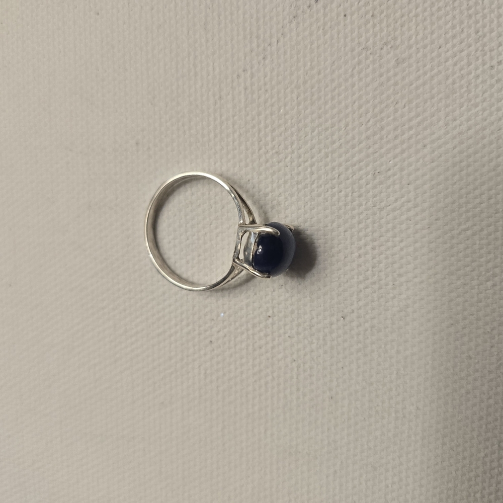 COSTUME JEWLERY Glamorous Lab Made Blue Star Sapphire On Silver Band Size 8.25 - Picture 8 of 13